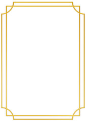 Chinese Simple golden geometric frames are isolated on black background. Luxury gold borders for invitations, luxury templates, and decorative patterns. Chinese border design. 3D png illustration.