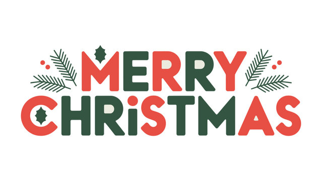 Festive Merry Christmas Sign: A festive Merry Christmas greeting artfully designed, exuding the spirit of the holiday season through vibrant colors and decorative elements.