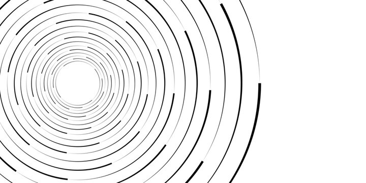 Vector dotted speed lines in vortex form. Geometric art. Segmented circle. Arc lines. Trendy design element for frame, round logo, sign, symbol, web, prints, posters, template, pattern, backdrop