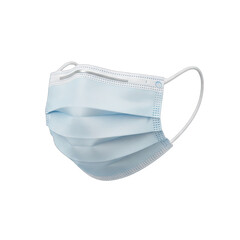 Light Blue Disposable Surgical Face Mask With Ear Loops Isolated On Transparent Background Studio Shot