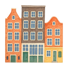Fototapeta premium PNG Charming watercolor European architecture.
