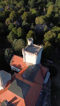 Drone View Footage of Fantast Castle in Serbia