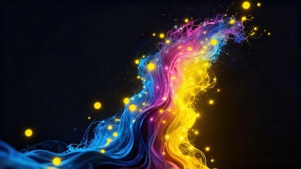 Abstract Neon Light Flow Energy Art, Dynamic Glowing Digital Visual Effect for Tech Theme Background, Music Festival Poster, Creative Advertising and Futuristic Design.
