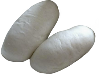 Isolated Chinese Steamed buns, two rice flour buns