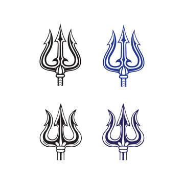Vector illustration of Trishul Line Art