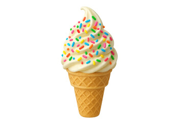 Vanilla soft serve ice cream cone with sprinkles