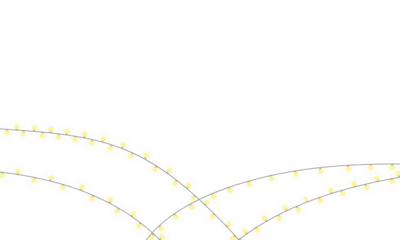 Warm yellow decorative string lights for festive event decor isolated on transparent background