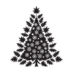 Snow Leaf Christmas Tree Silhouette Outline