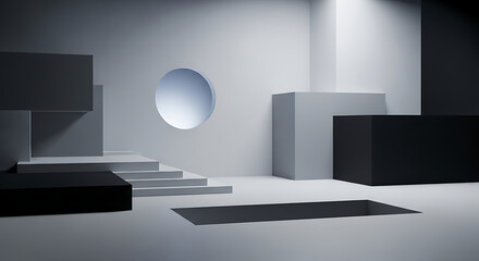 Sleek architectural forms create a conceptual stage for dynamic future Black Friday marketing campaigns