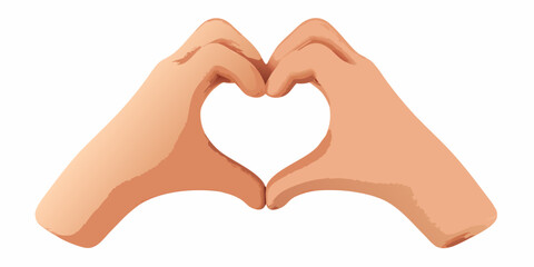 Fototapeta premium Two hands forming a heart shape with a white background