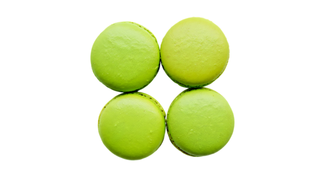 3d icon of four round green macarons stacked in a twobytwo grid