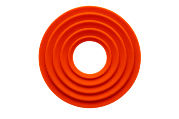 3d icon of concentric orange rings, creating a ripple or target effect, isolated on a transparent background, suggesting focus, precision, or a series of steps