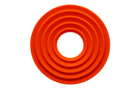 3d icon of concentric orange rings, creating a ripple or target effect, isolated on a transparent background, suggesting focus, precision, or a series of steps