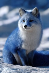 Obraz premium Blue arctic fox in snowy landscape