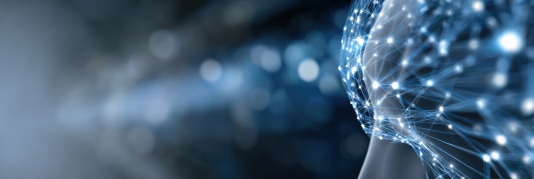 Abstract neural network concept with digital brain and synaptic connections