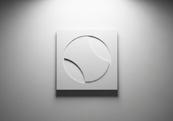 Abstract geometric symbol with curved lines, clean design, modern emblem on a light background