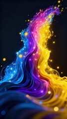 Abstract Neon Light Flow Energy Art, Dynamic Glowing Digital Visual Effect for Tech Theme Background, Music Festival Poster, Creative Advertising and Futuristic Design.
