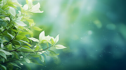 Teal bokeh texture with white flowers provides soft lighting for branding, posters, and web design.