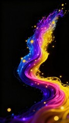 Abstract Neon Light Flow Energy Art, Dynamic Glowing Digital Visual Effect for Tech Theme Background, Music Festival Poster, Creative Advertising and Futuristic Design.
