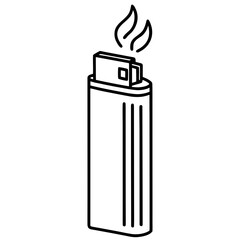 Gas lighter line art vector