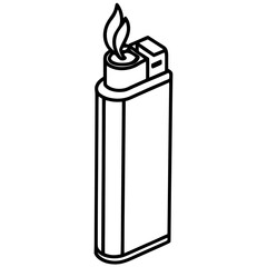 Gas lighter line art vector