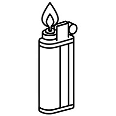 Gas lighter line art vector