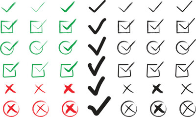 Hand-Drawn Colored Checkmark Illustration Set