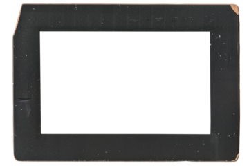 Black Old Photo Frame Texture. Isolated PNG Postcard. Ripped Border. Torn Paper Figured Edges. Vintage Card For Overlay