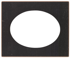 Black Old Round Photo Frame Texture. Isolated PNG Postcard. Ripped Border. Torn Paper Figured Edges. Vintage Card For Overlay