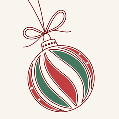 Christmas ornament with red and green stripes