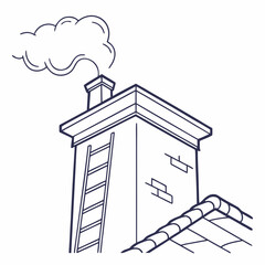 Chimney with smoke and ladder