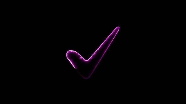 Abstract check mark icon animation. Animated OK Check Mark Icon on black background.