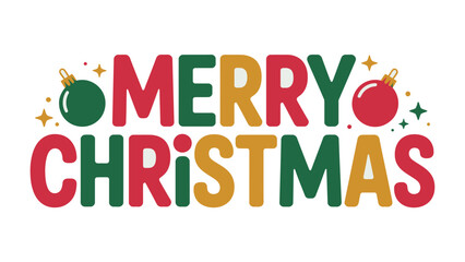 Festive Christmas Cheer: A vibrant and colorful design spells out Merry Christmas adorned with sparkling ornaments and joyful embellishments, creating a celebratory atmosphere.