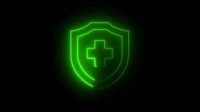 Glowing Neon plus sign symbol on black background .Neon plus sign icon animated.4k animation.