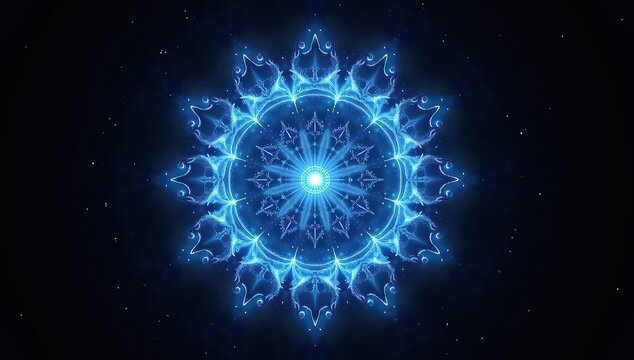Futuristic Blue Cosmic Mandala with Glowing Energy Pattern