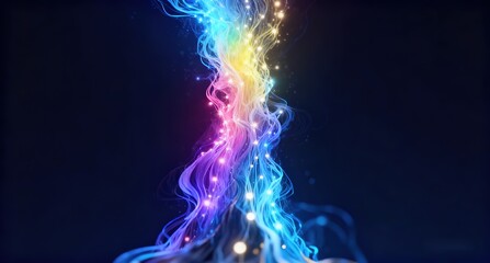 Abstract Neon Light Flow Energy Art, Dynamic Glowing Digital Visual Effect for Tech Theme Background, Music Festival Poster, Creative Advertising and Futuristic Design.
