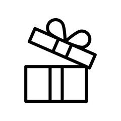 Gift Box Icon With Tilted Lid And Ribbon, A Symbol Of Celebration, Giving, And Surprises