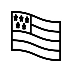 American flag icon logo in stroke lines on White Background