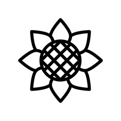 Sunflower Line Icon. Flower Symbol, Isolated on a White Background