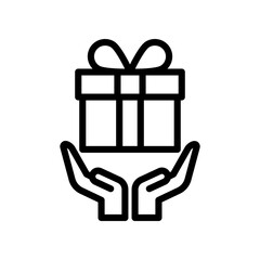 Hands Holding Gift Box Illustration With Ribbon, Symbolizing Giving, Care, and Celebration