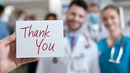 Showing gratitude to healthcare professionals. A simple 'Thank You' speaks volumes. A small token of appreciation for their unwavering dedication and hard work during challenging times.