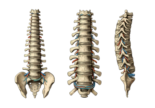 Anatomical spine illustration for medical reference