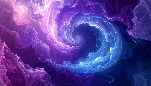 Swirling, abstract fractal art with gradients of pink, purple, and blue creating a nebula or galaxy-like pattern