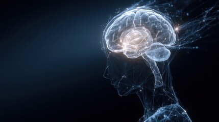Digital abstract human brain with glowing neural network