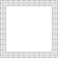 Vector square black contour ancient Russian ornament. Slavic rectangle, border, frame. Painting of the royal chambers.