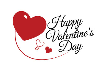 Happy Valentine's Day Calligraphy Lettering with Big Red Heart Vector