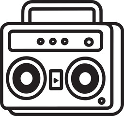 Fototapeta premium A sleek, modern icon of a retro boombox, capturing the essence of nostalgia and urban culture in a clean, minimalist design.