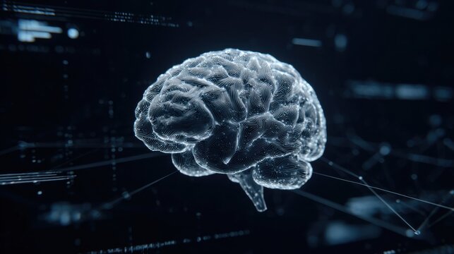 Futuristic digital brain network connections concept