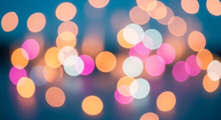 Dreamy bokeh lights creating a soft, vibrant, and festive background with warm and cool illuminated circles, perfect for holiday celebrations and abstract designs