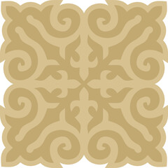 Vector golden  Kazakh national ornament. Ethnic pattern of the peoples of the Great Steppe,